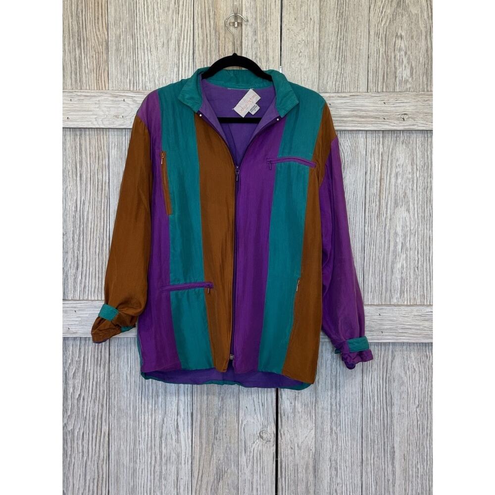 Andie‎ & Barbara Jacket Womens Small Colorful Striped Grannycore Vtg Read